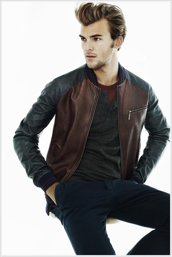 combination leather jaket